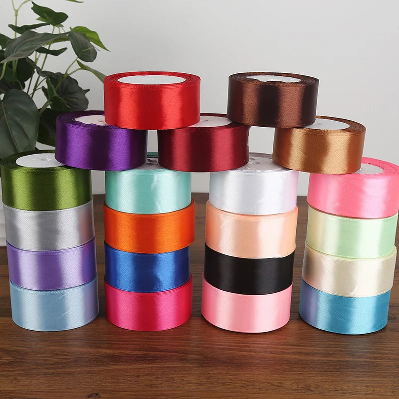 25yards/Roll 6/10/12/15/20/25/40mm Satin Ribbons DIY Handmade Crafts Scrapbooking Christmas Halloween Wedding Gift Wrapping Tape