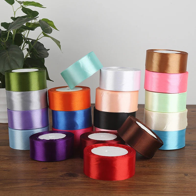25yards/Roll 6/10/12/15/20/25/40mm Satin Ribbons DIY Handmade Crafts Scrapbooking Christmas Halloween Wedding Gift Wrapping Tape